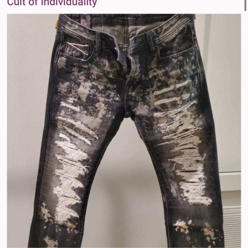 Cult of Individuality Men's Black Distressed Jeans